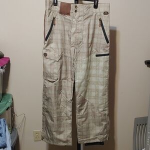 Men's Checkered Cargo Ski Pants NWT Size L